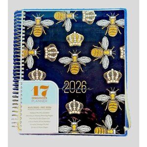 17 Month Planner CROWN & BEE Aug 2025 - Dec 2026 Weekly Planning Note Page Gift